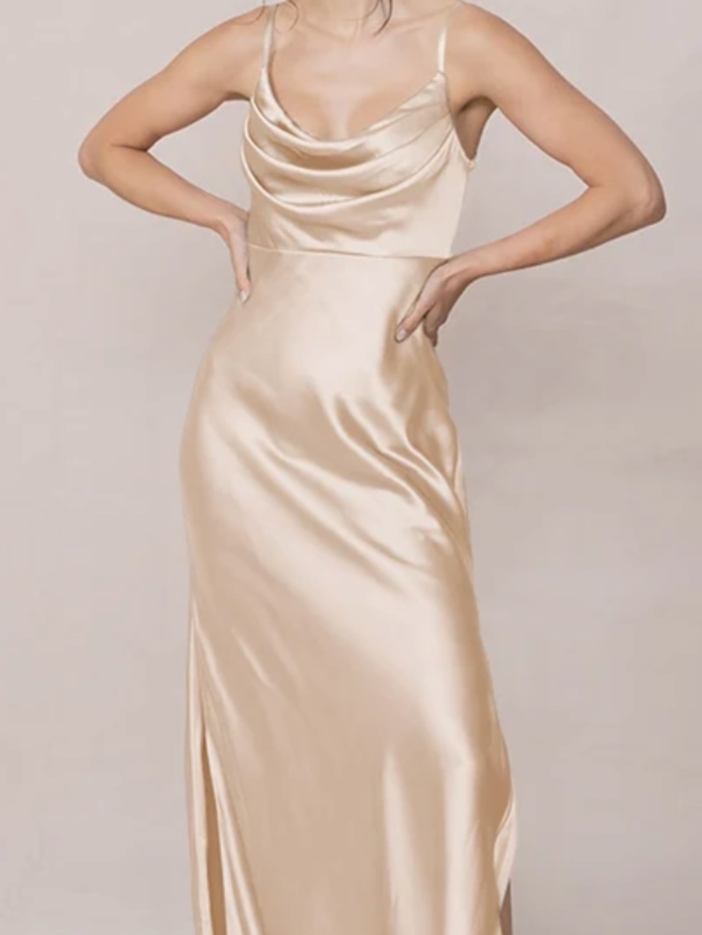 Revelry Skye Satin Dress - Gold Champagne Size 4
